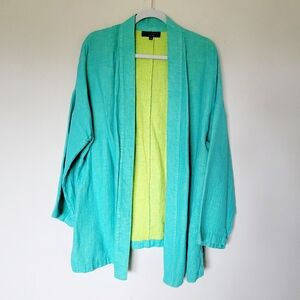 David Dart Tourquise Lagenlook Open Front Linen Cotton Jacket‎